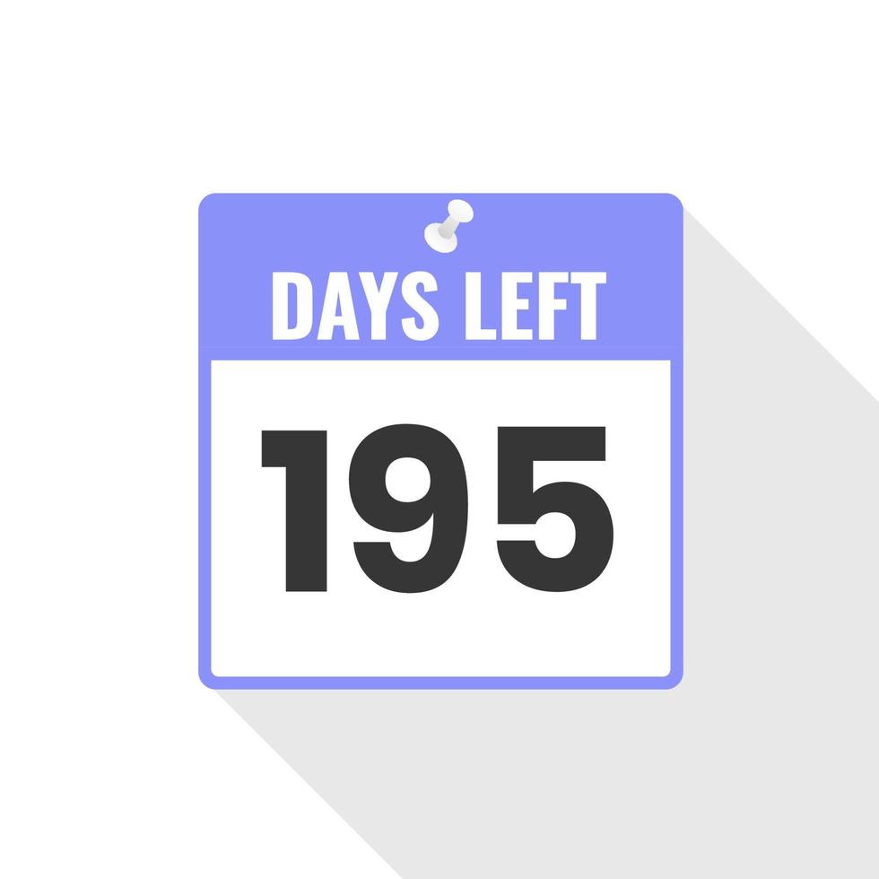 195 Days Left Countdown sales icon. 195 days left to go Promotional banner vector