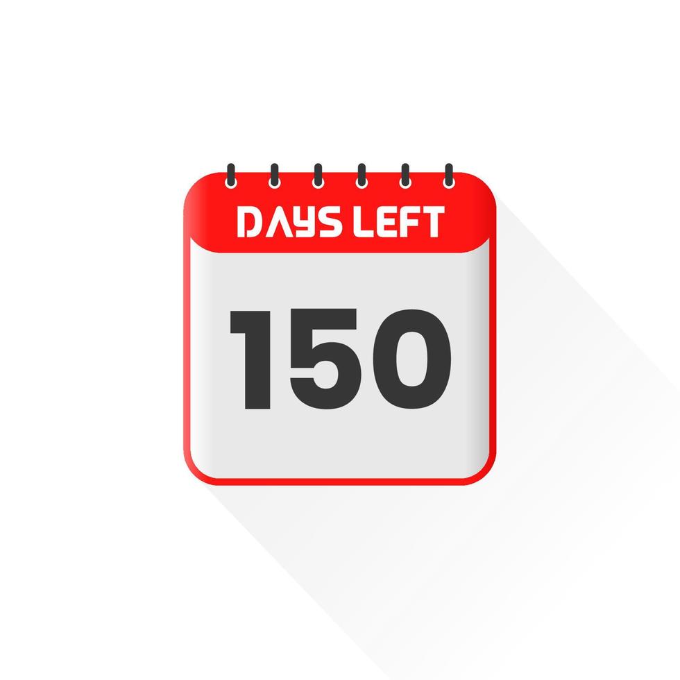 icono de cuenta regresiva Quedan 150 días para la promoción de ventas. banner de ventas promocionales quedan 150 días vector