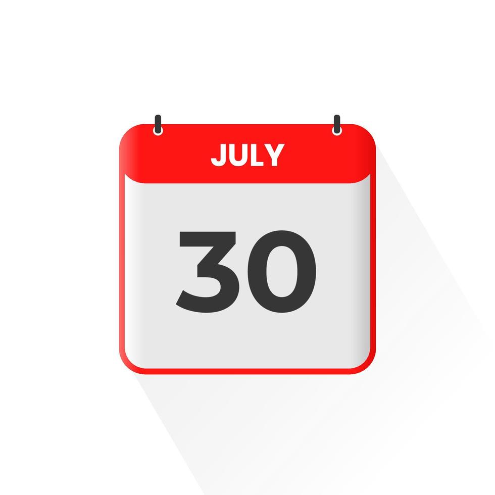 Icono del calendario del 30 de julio. 30 de julio calendario fecha mes icono vector ilustrador