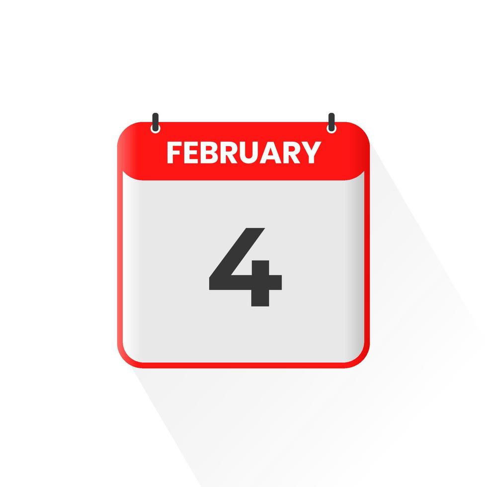 4th February calendar icon February 4 calendar Date Month icon vector 4th February calendar icon February 4 calendar Date Month icon vector