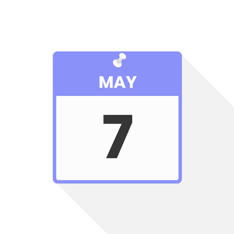 May 7 calendar icon. Date,  Month calendar icon vector illustration