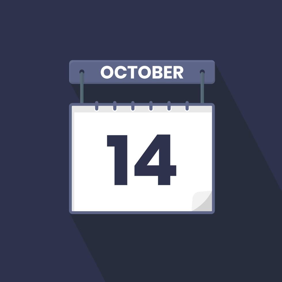 Icono del calendario del 14 de octubre. 14 de octubre calendario fecha mes icono vector ilustrador