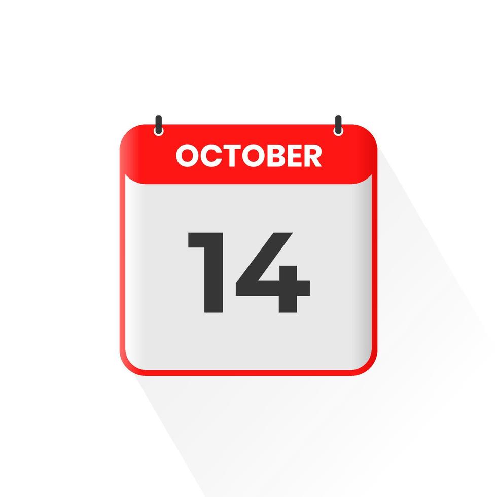 14th October calendar icon. October 14 calendar Date Month icon vector illustrator