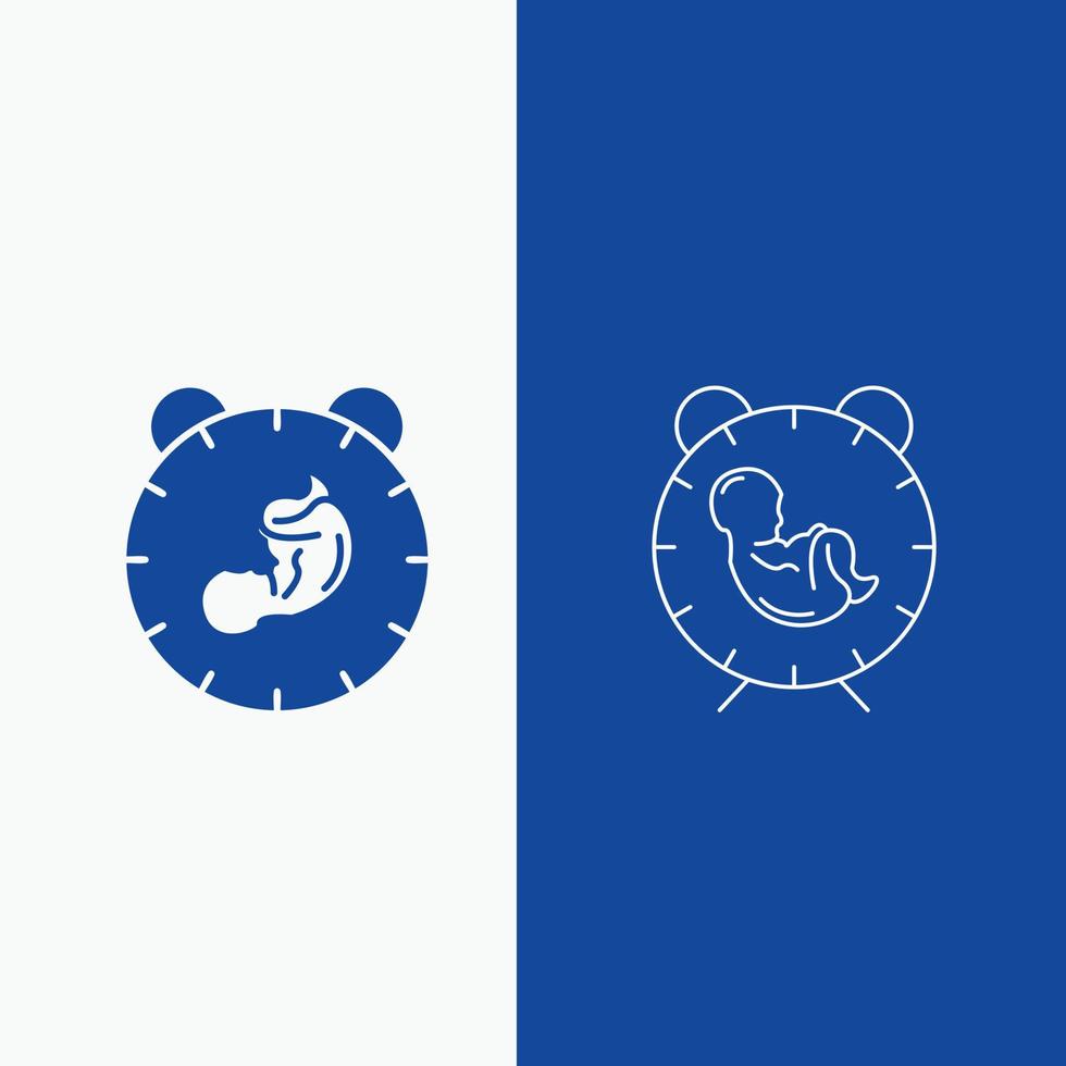 delivery. time. baby. birth. child Line and Glyph web Button in Blue color Vertical Banner for UI and UX. website or mobile application vector