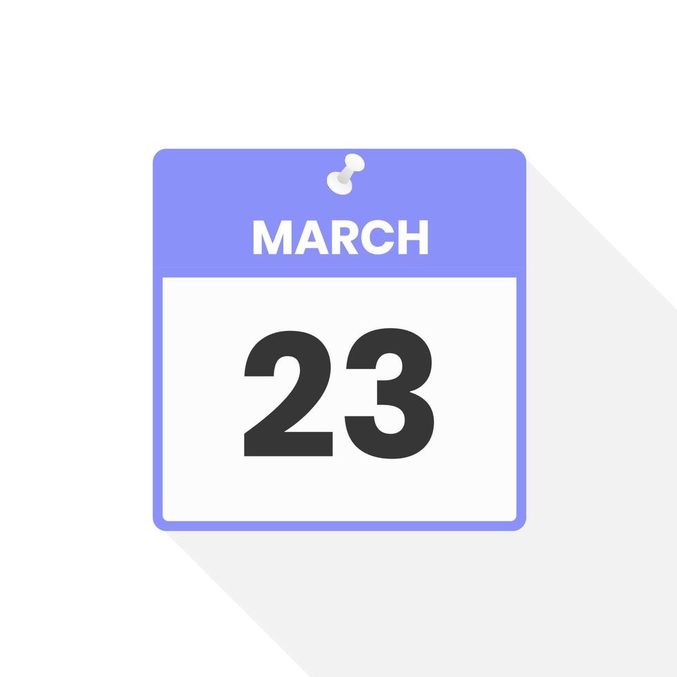 March 23 calendar icon. Date,  Month calendar icon vector illustration