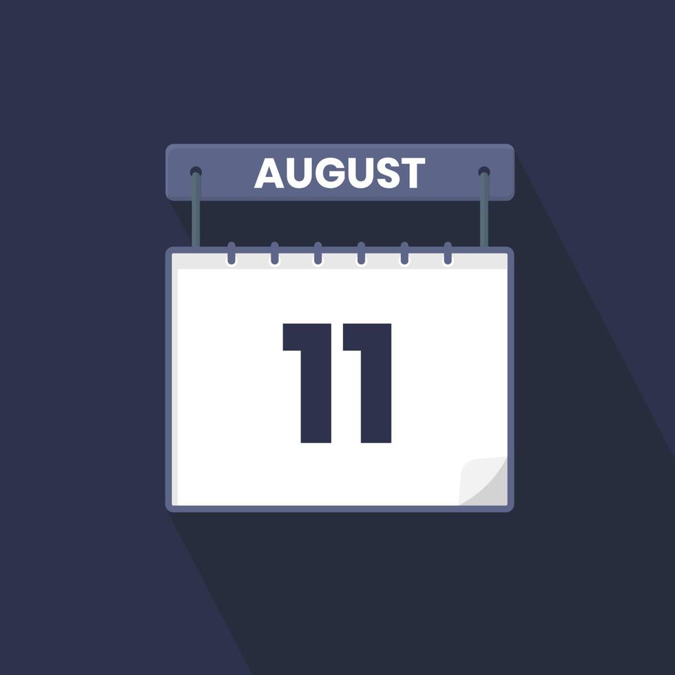 11th August calendar icon. August 11 calendar Date Month icon vector illustrator