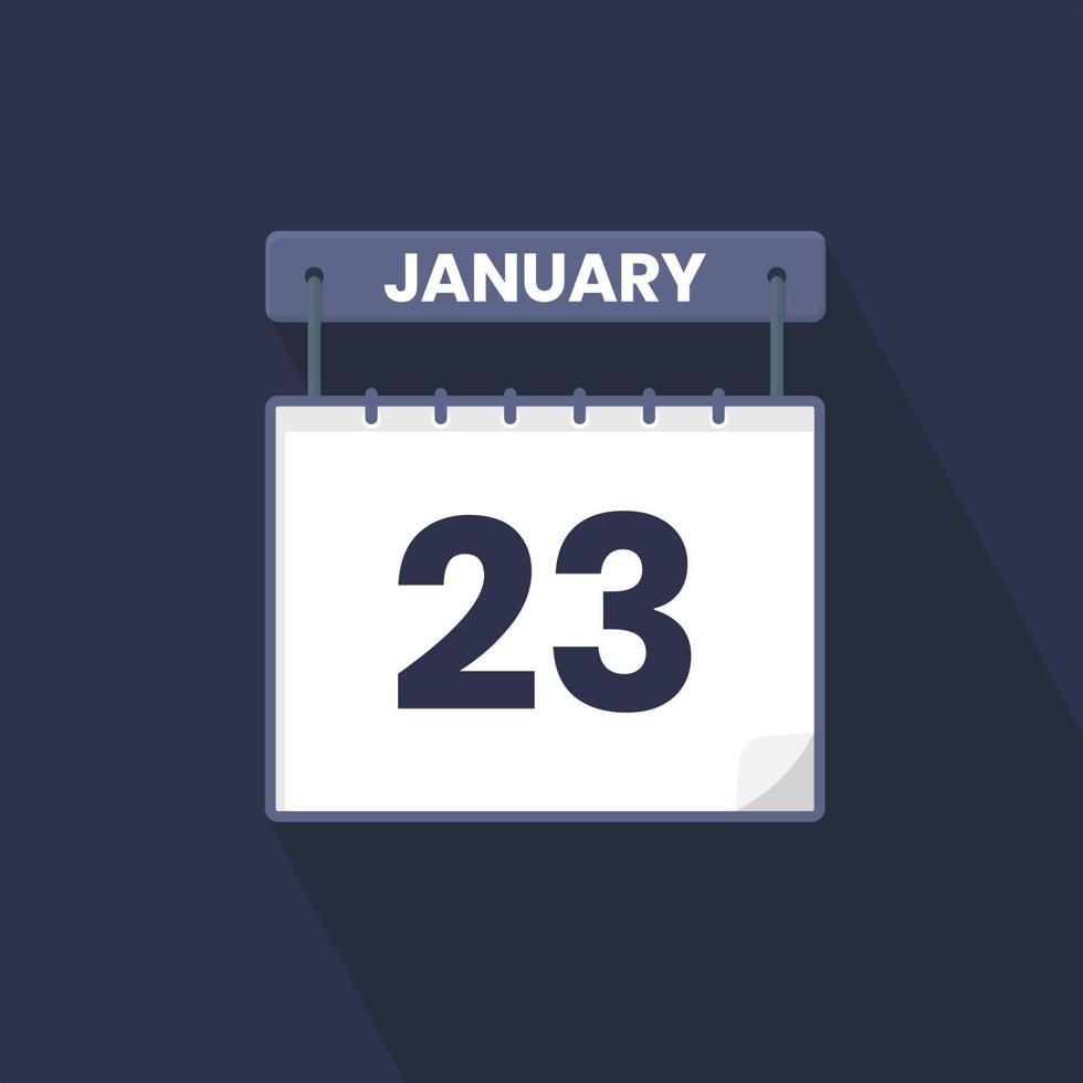 23rd January calendar icon. January 23 calendar Date Month icon vector illustrator