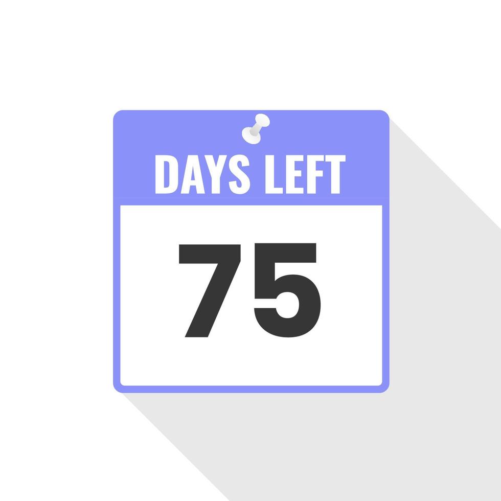 75 Days Left Countdown sales icon. 75 days left to go Promotional banner vector