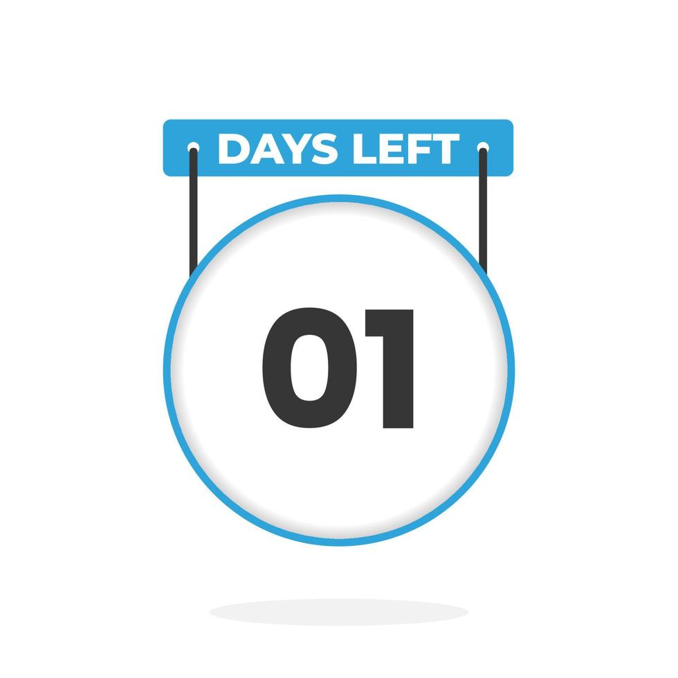 1 Days Left Countdown for sales promotion. 1 days left to go Promotional sales banner vector