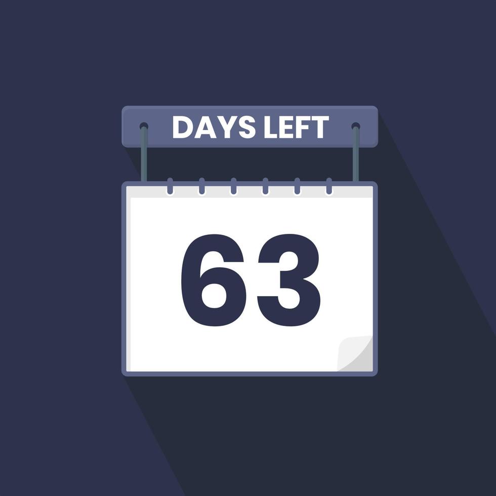 Quedan 63 días de cuenta regresiva para la promoción de ventas. Quedan 63 días para el banner de ventas promocionales. vector
