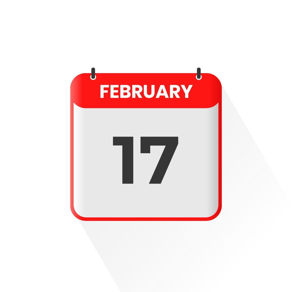 17th February calendar icon. February 17 calendar Date Month icon