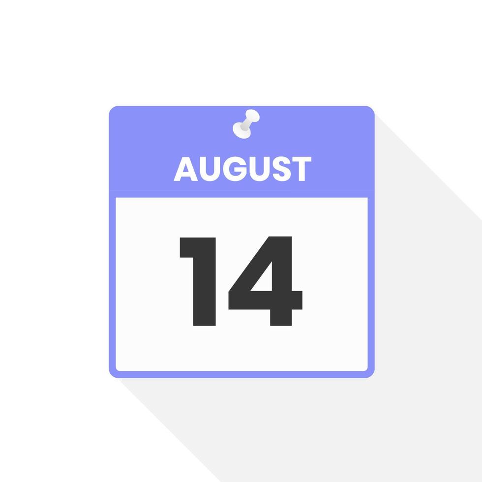 August 14 calendar icon. Date,  Month calendar icon vector illustration