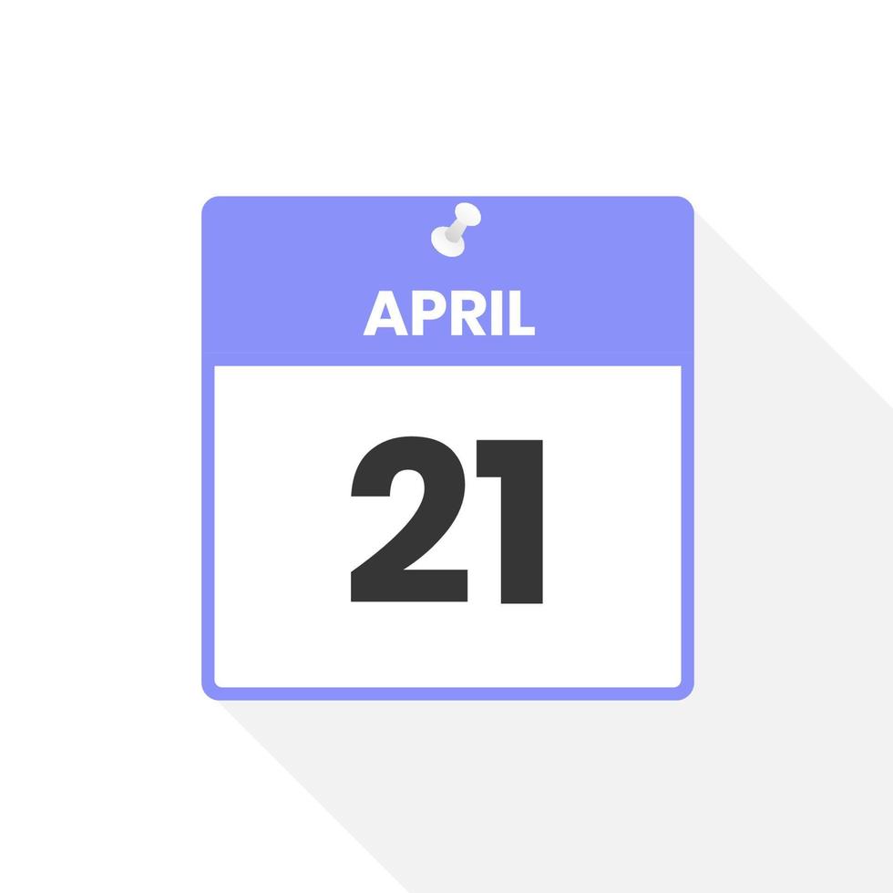 April 21 calendar icon. Date,  Month calendar icon vector illustration