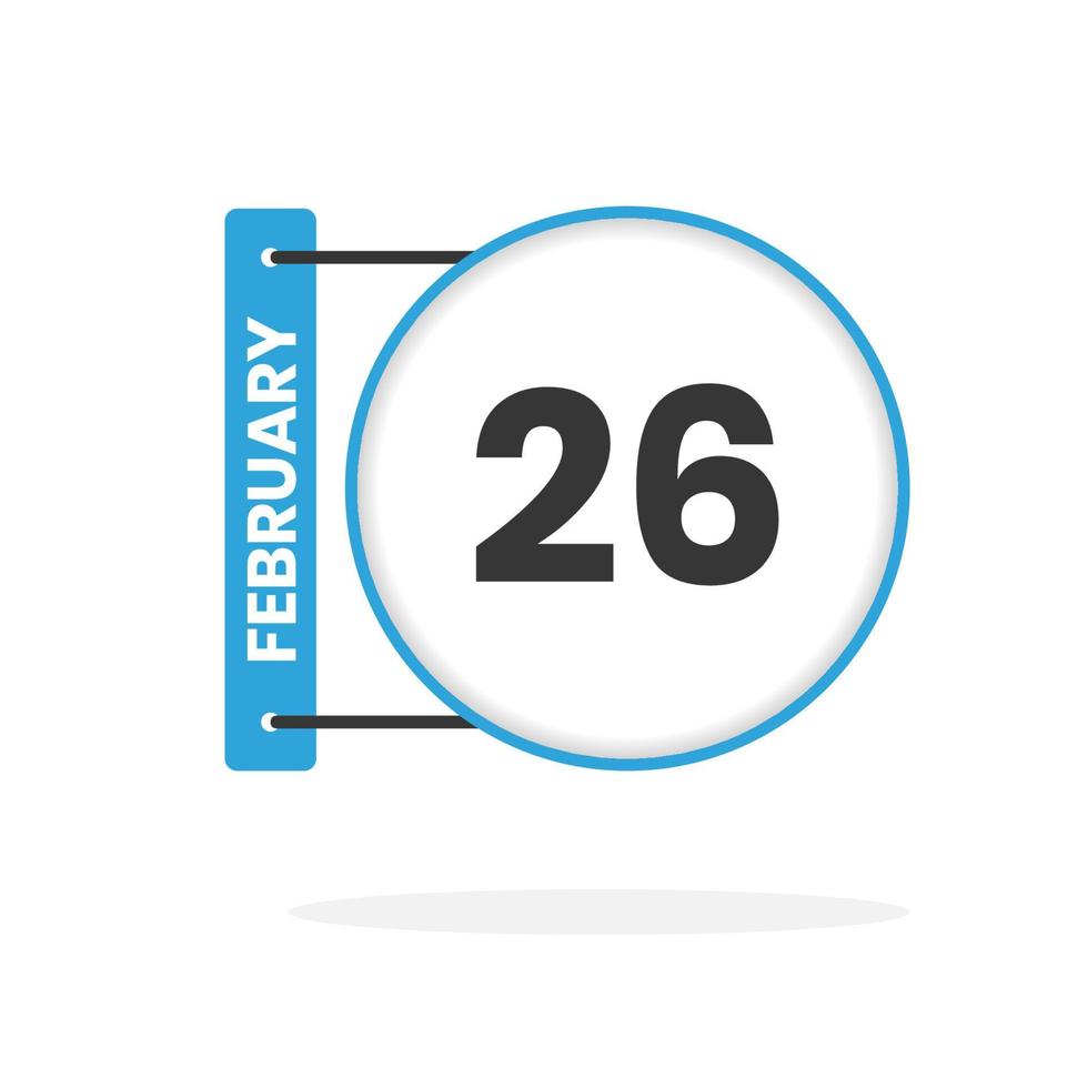 February 26 calendar icon. Date,  Month calendar icon vector illustration
