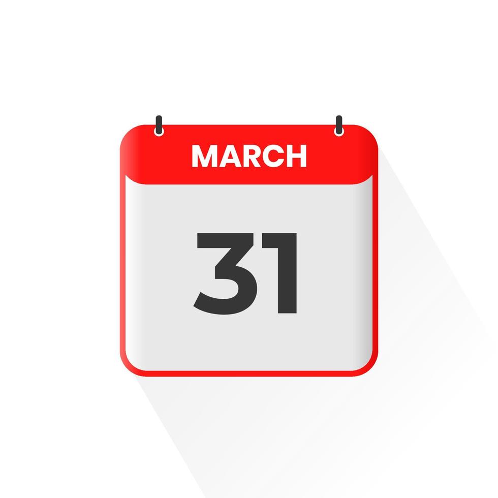 Icono de calendario del 31 de marzo. 31 de marzo calendario fecha mes icono vector ilustrador