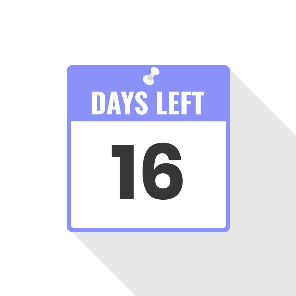 16 Days Left Countdown sales icon. 16 days left to go Promotional banner vector