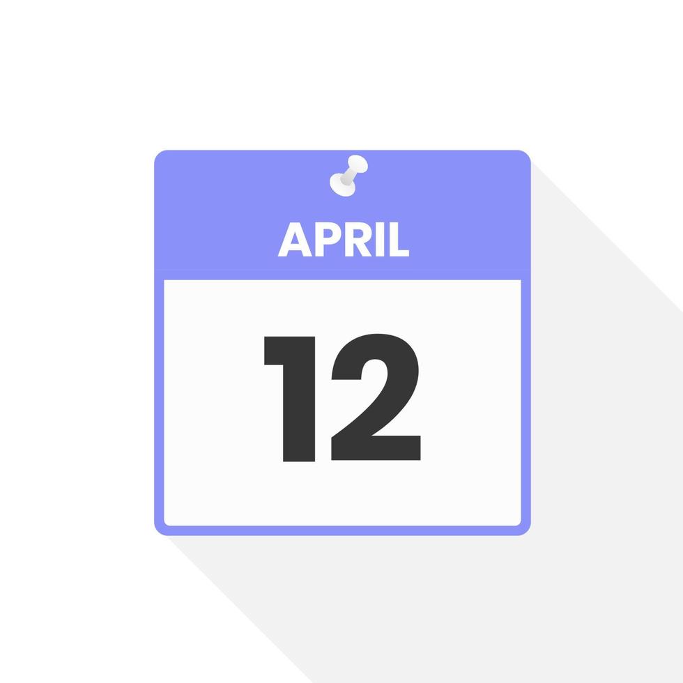 April 12 calendar icon. Date,  Month calendar icon vector illustration