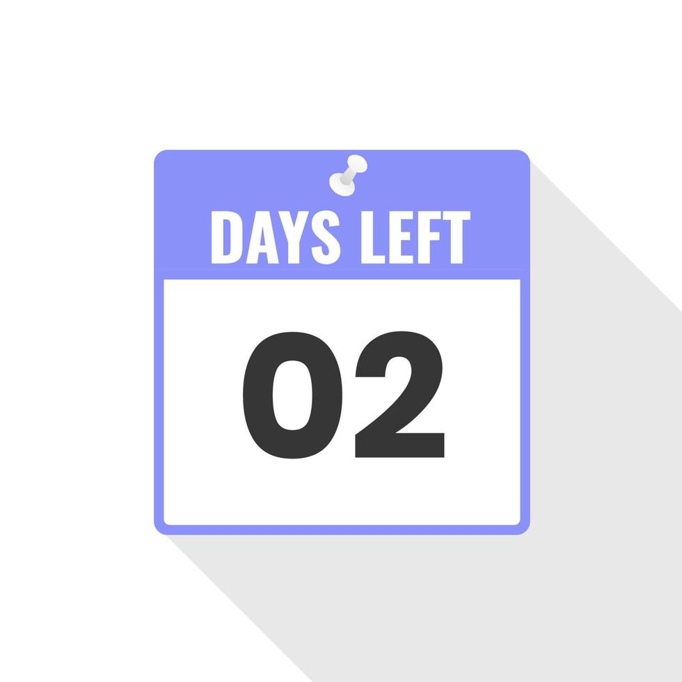 2 Days Left Countdown sales icon. 2 days left to go Promotional banner vector