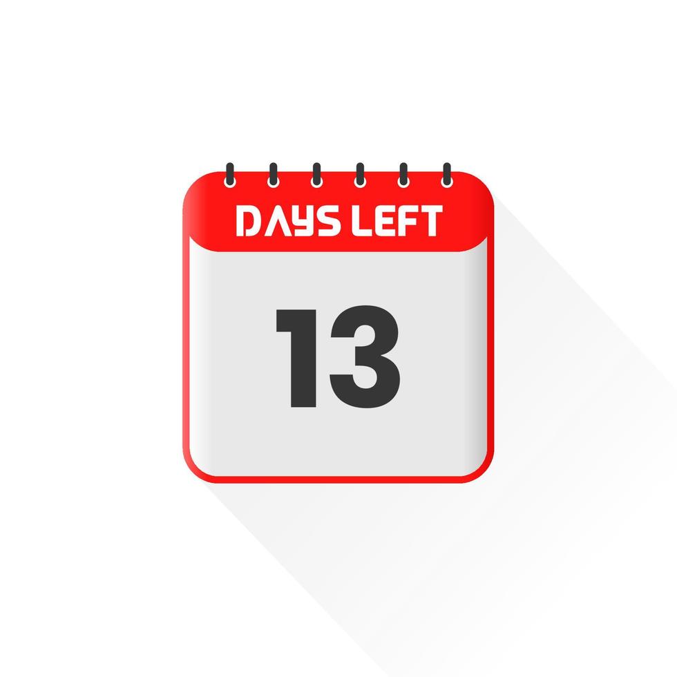 Countdown icon 13 Days Left for sales promotion. Promotional sales banner 13 days left to go vector