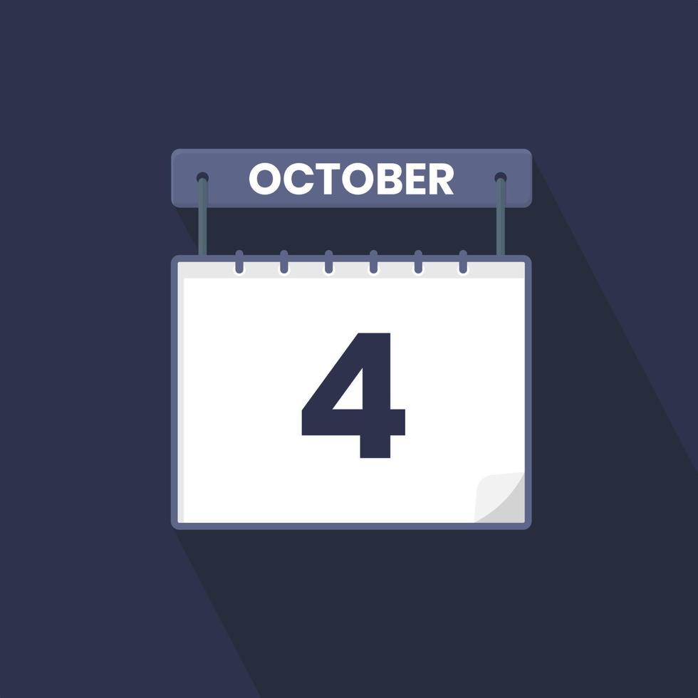 Icono del calendario del 4 de octubre. 4 de octubre calendario fecha mes icono vector ilustrador