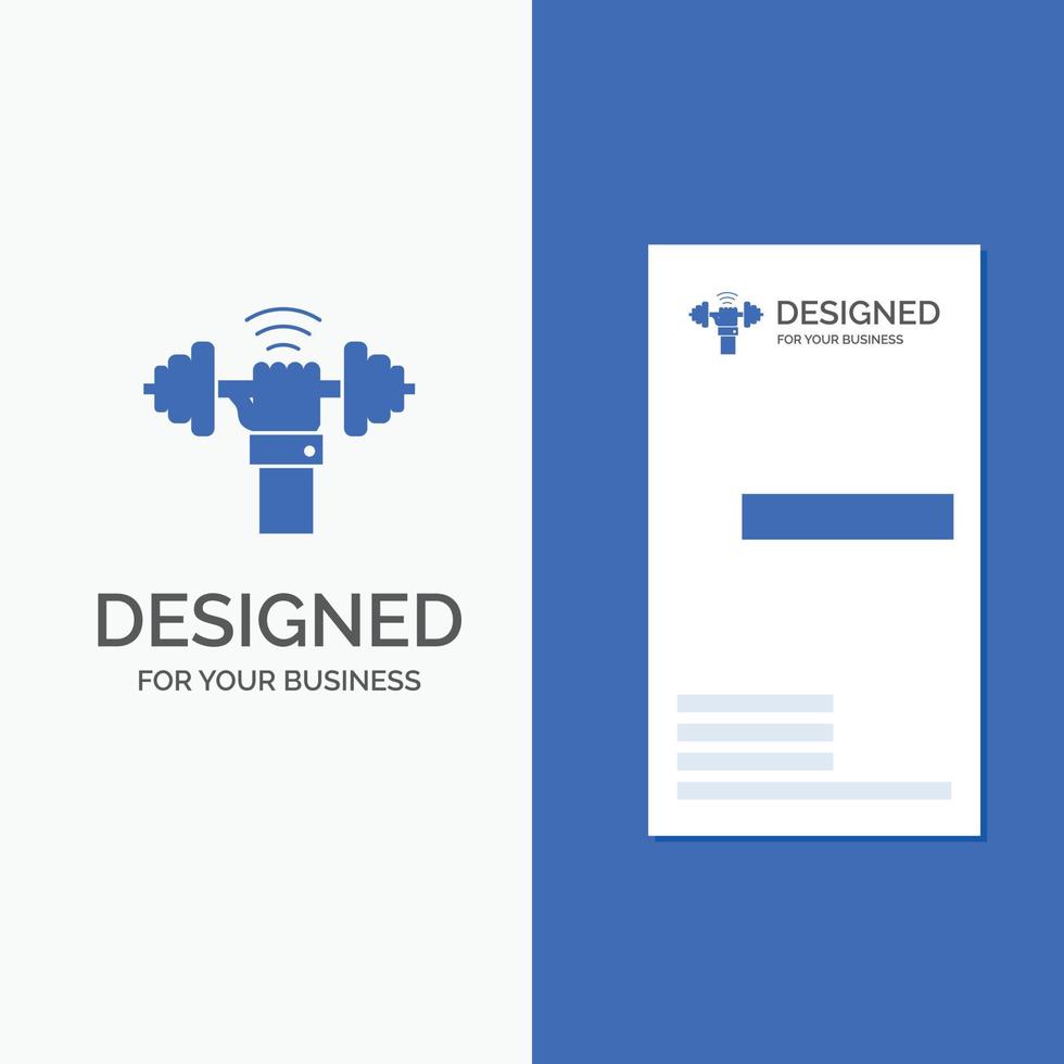 Business Logo for Dumbbell. gain. lifting. power. sport. Vertical Blue Business .Visiting Card template. vector