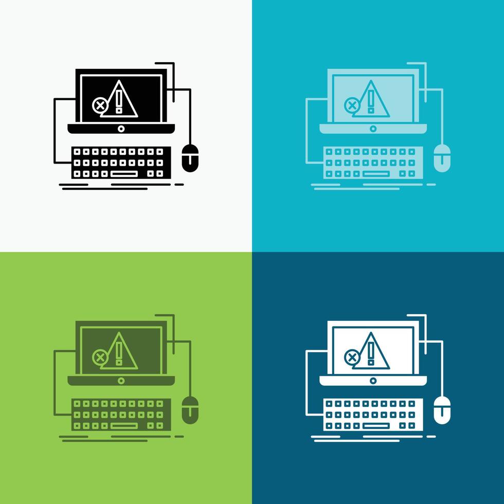 Computer. crash. error. failure. system Icon Over Various Background. glyph style design. designed for web and app. Eps 10 vector illustration