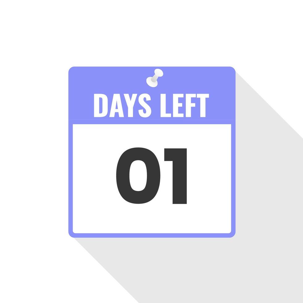 1 Day Left Countdown sales icon. 1 day left to go Promotional banner vector