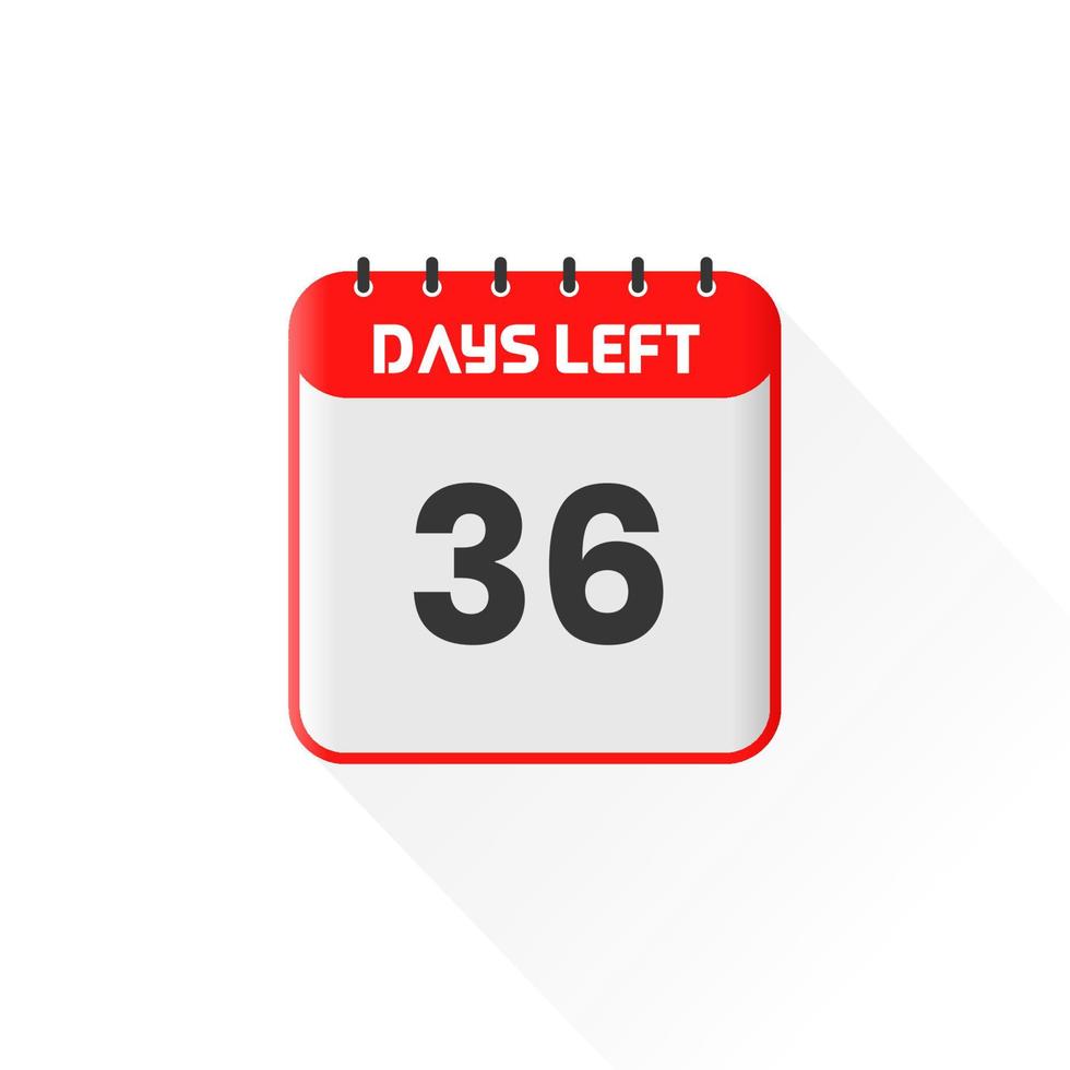 Countdown icon 36 Days Left for sales promotion. Promotional sales banner 36 days left to go vector