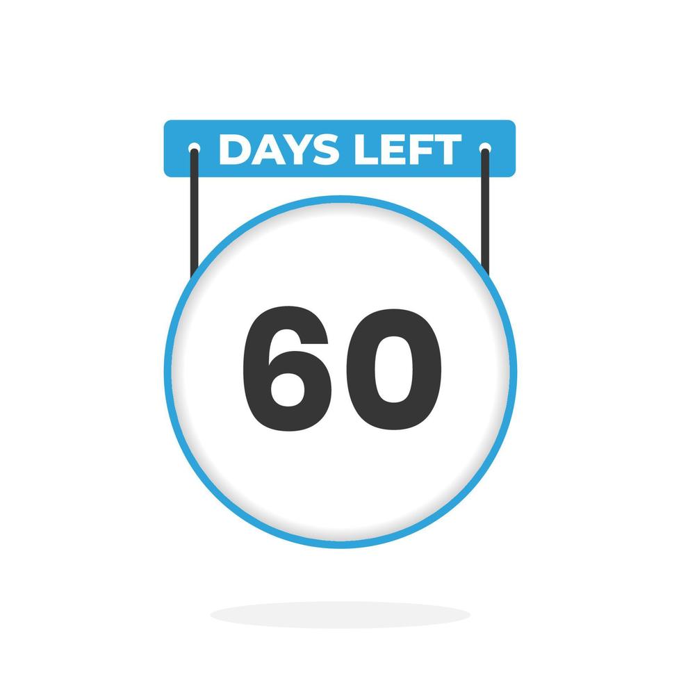 Faltan 60 días de cuenta regresiva para la promoción de ventas. Quedan 60 días para el banner de ventas promocionales. vector