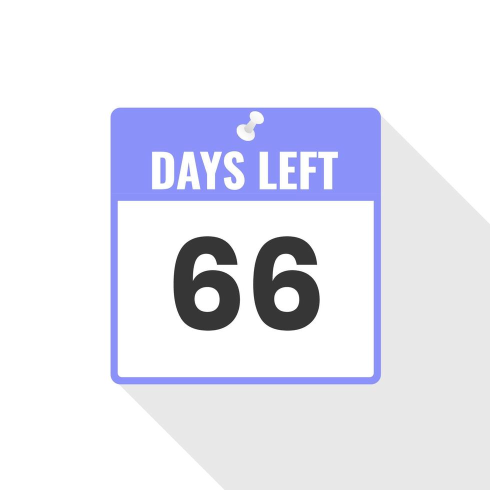 Quedan 66 días icono de ventas de cuenta regresiva. Quedan 66 días para el banner promocional. vector
