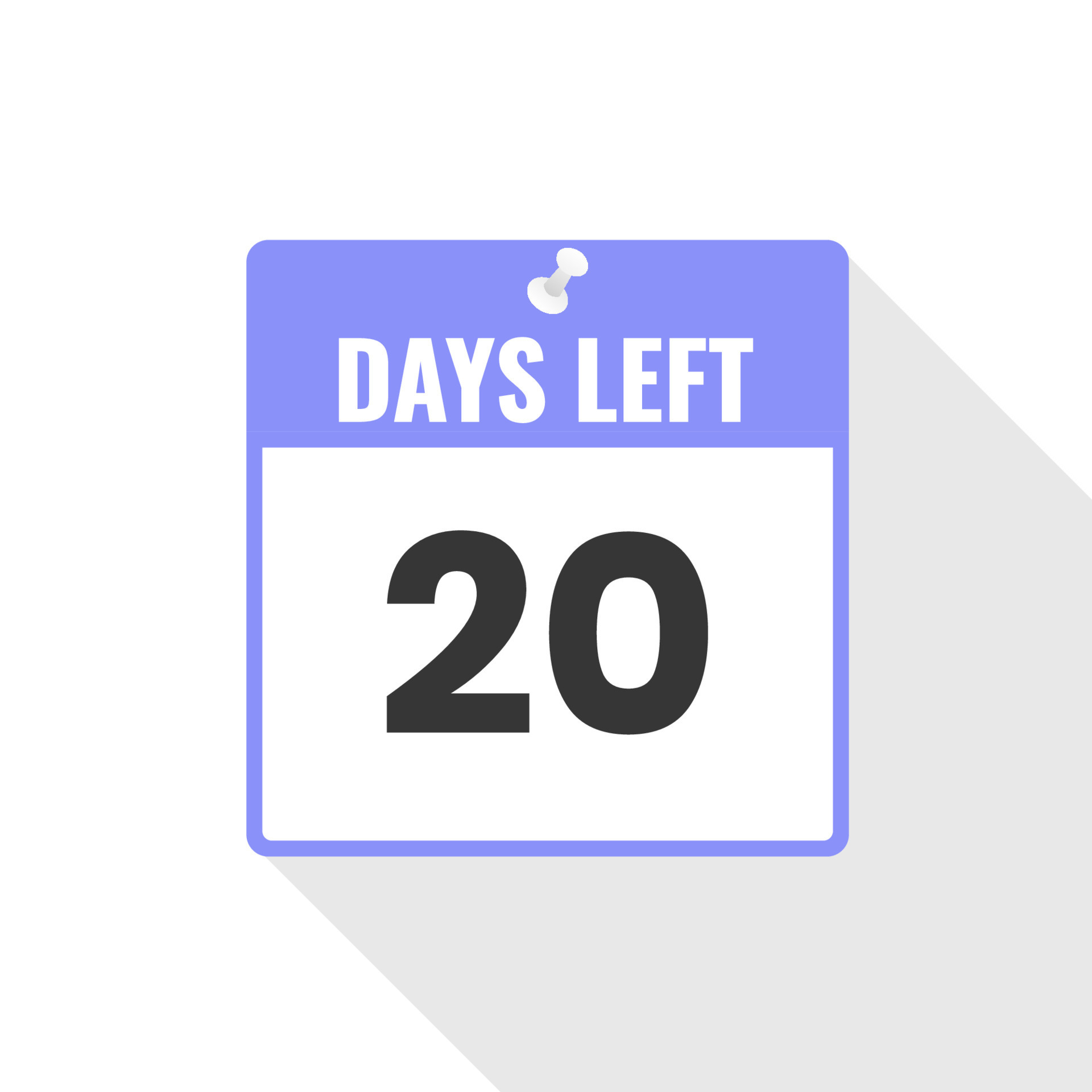 20 Days Left Countdown sales icon. 20 days left to go Promotional