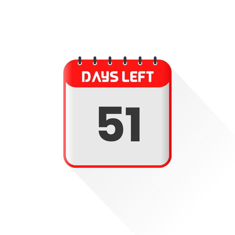 Countdown icon 51 Days Left for sales promotion. Promotional sales banner 51 days left to go vector