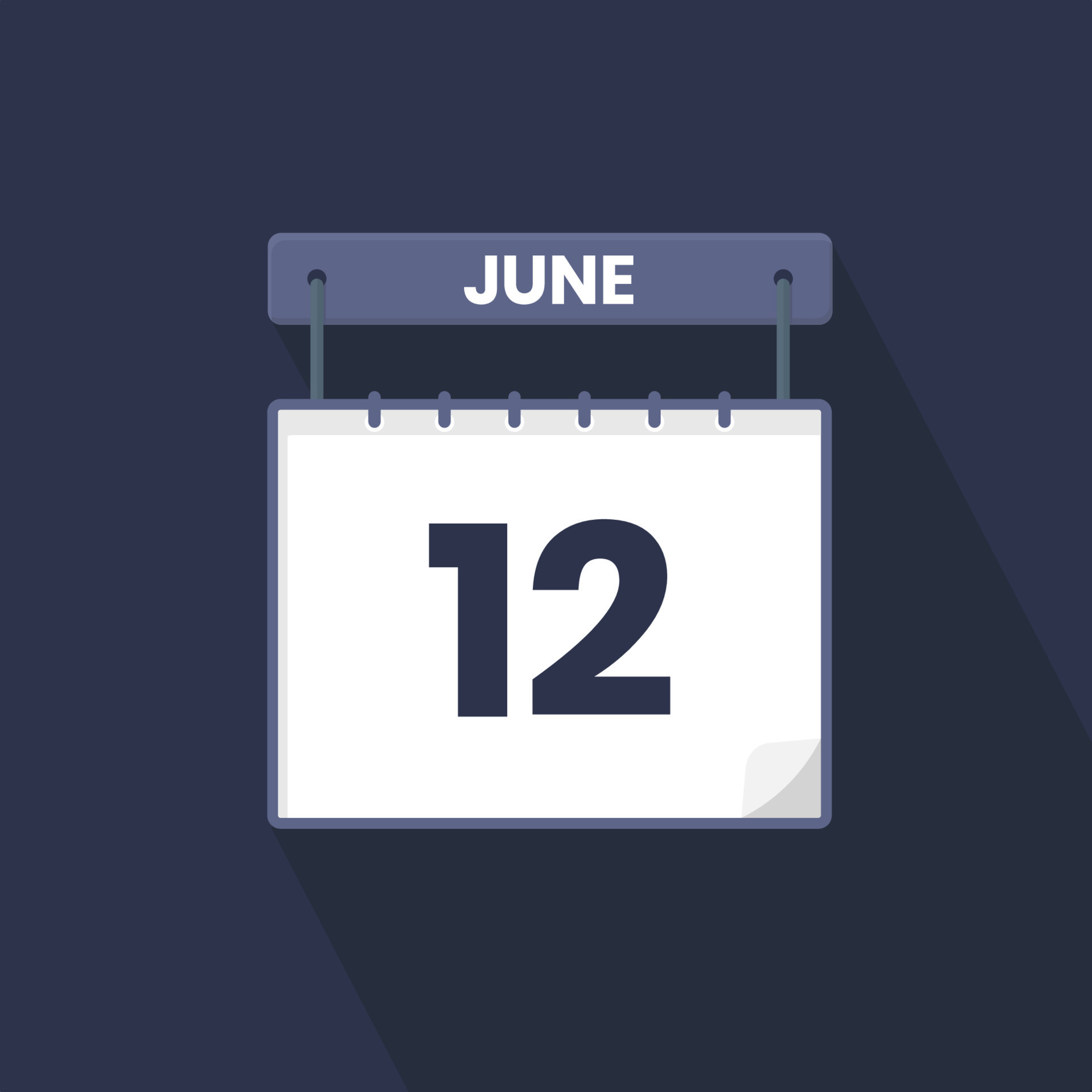 12th June calendar icon. June 12 calendar Date Month icon vector