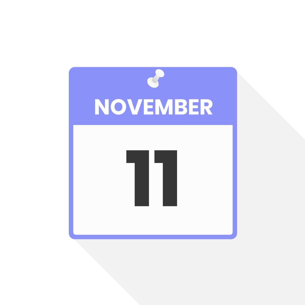 November 11 calendar icon. Date,  Month calendar icon vector illustration