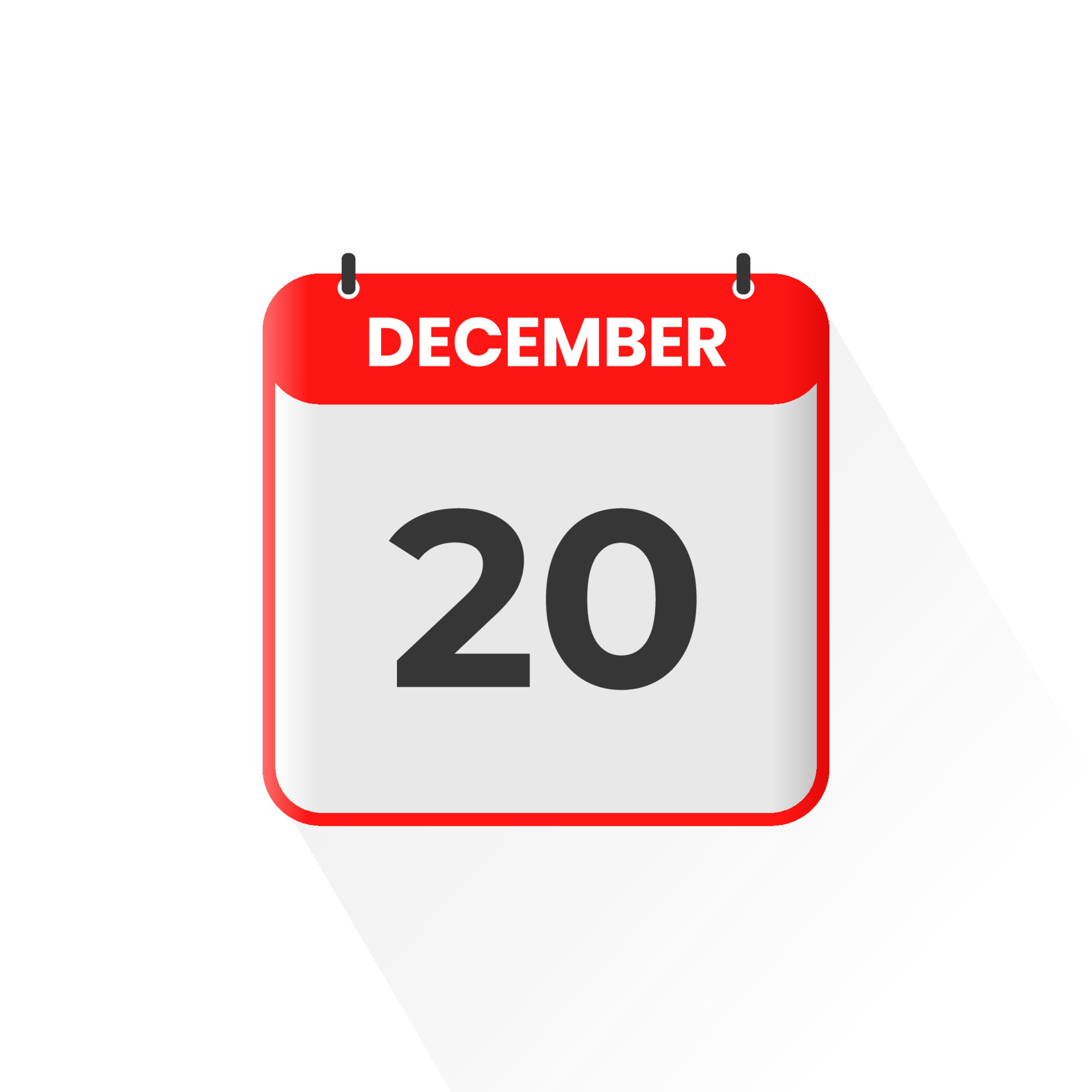 20th December Calendar Icon December 20 Calendar Date Month Icon