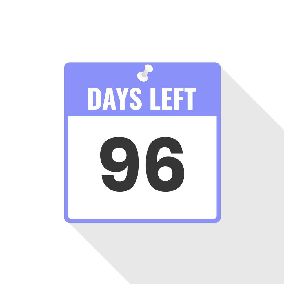 96 Days Left Countdown sales icon. 96 days left to go Promotional banner vector