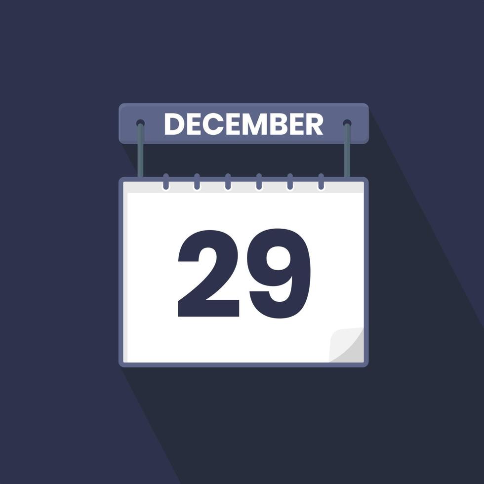 29th December calendar icon. December 29 calendar Date Month icon vector illustrator