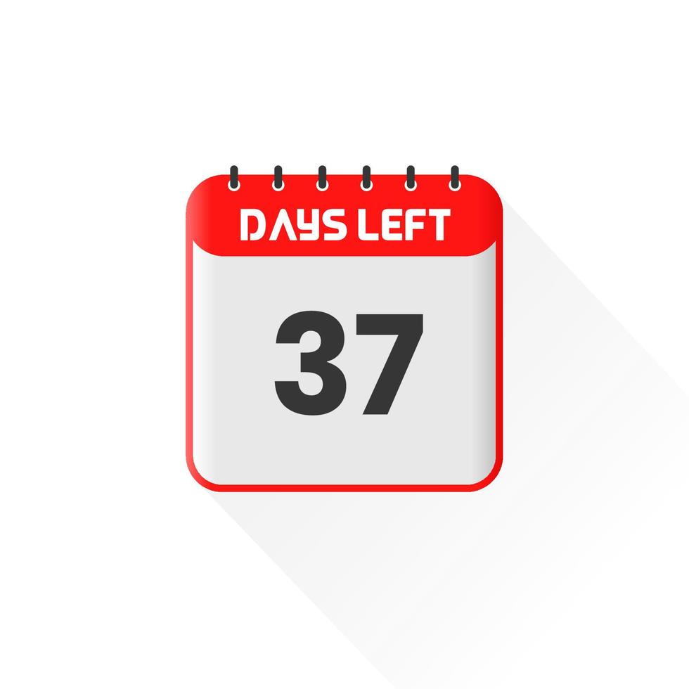 Countdown icon 37 Days Left for sales promotion. Promotional sales banner 37 days left to go vector