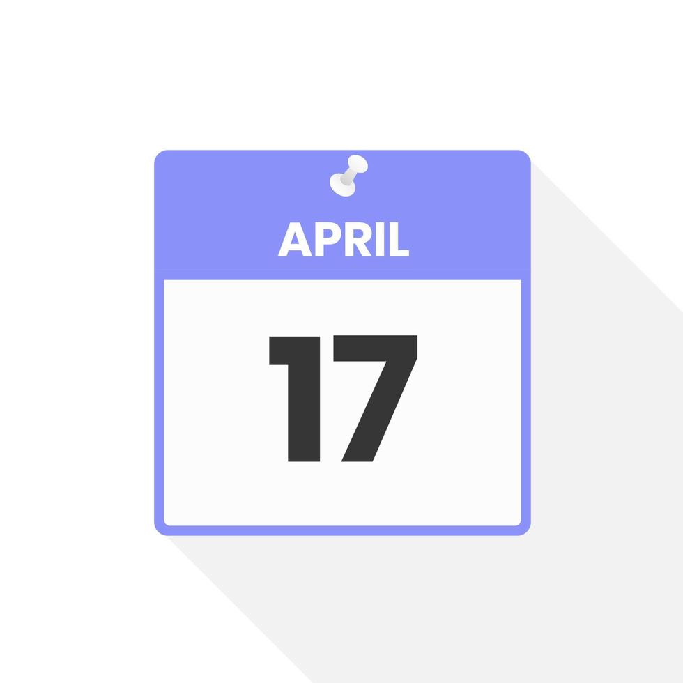 April 17 calendar icon. Date,  Month calendar icon vector illustration