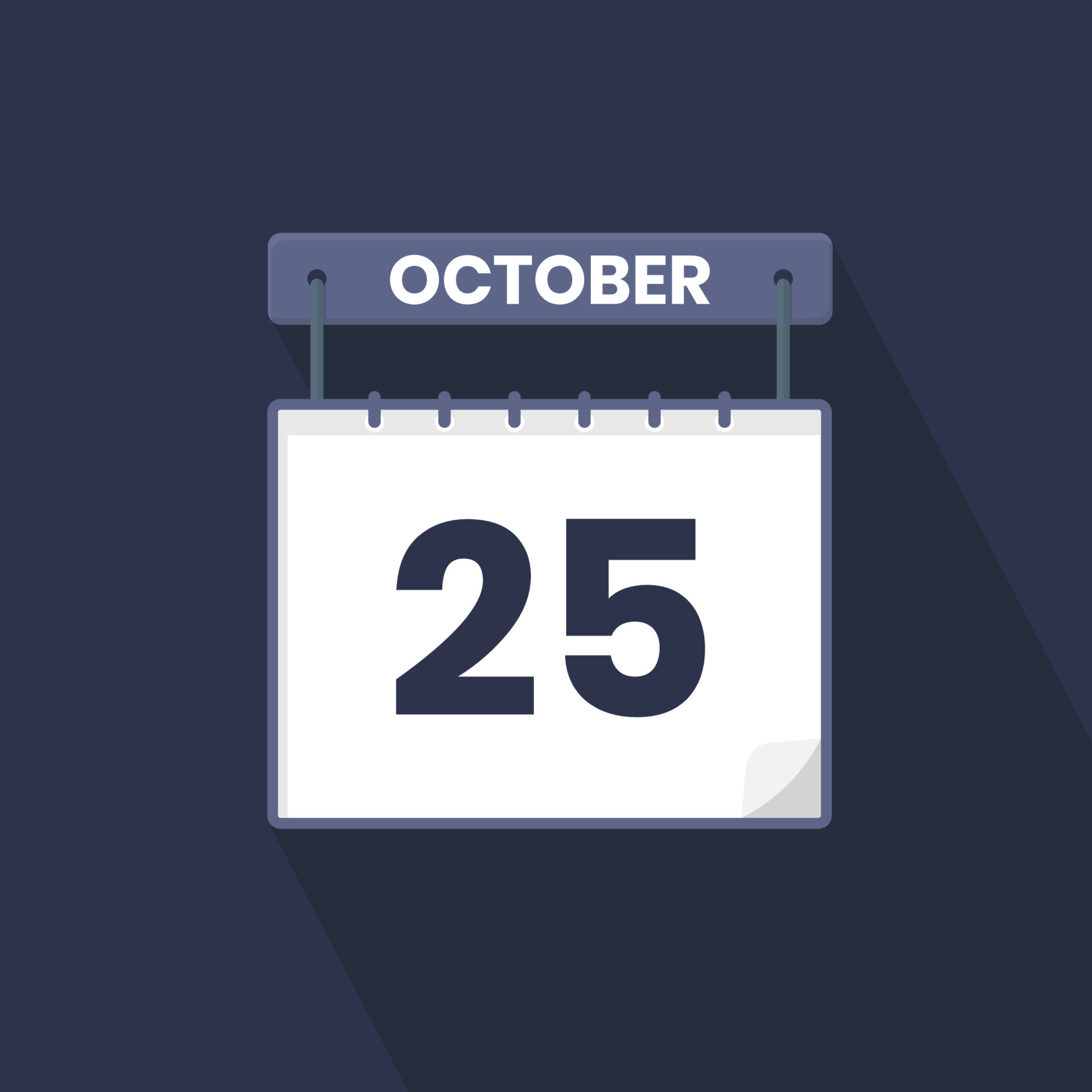 25th October calendar icon. October 25 calendar Date Month icon vector