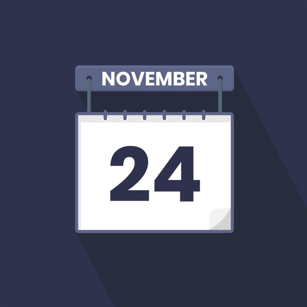 24th November calendar icon. November 24 calendar Date Month icon vector illustrator