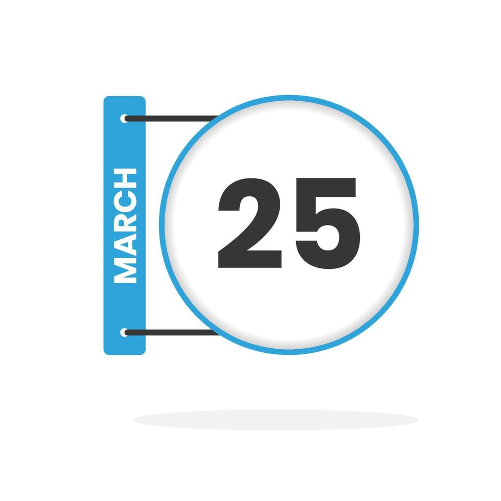 March 25 calendar icon. Date,  Month calendar icon vector illustration