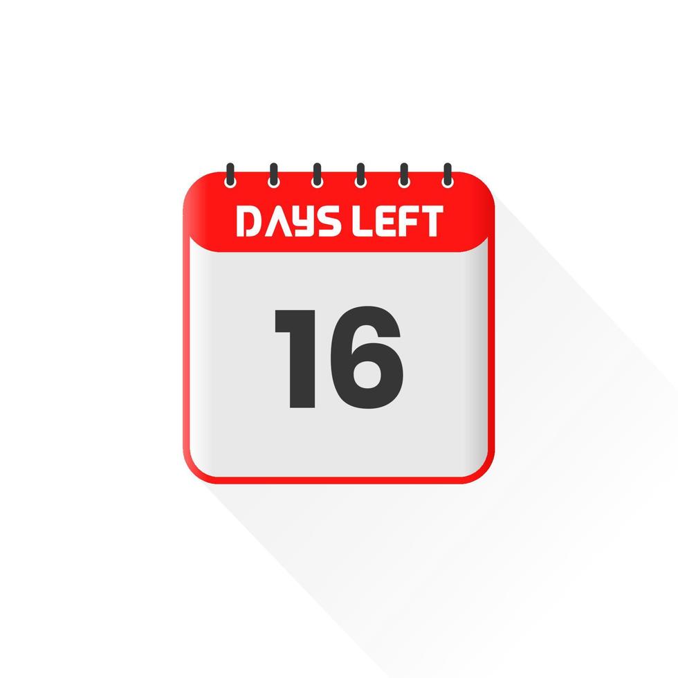 Countdown icon 16 Days Left for sales promotion. Promotional sales banner 16 days left to go vector
