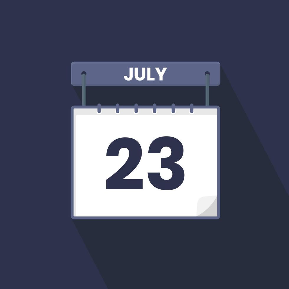 23rd July calendar icon. July 23 calendar Date Month icon vector illustrator