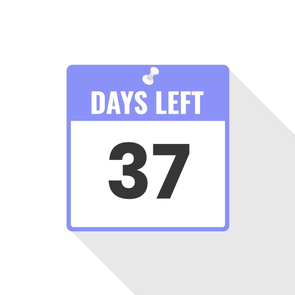 37 Days Left Countdown sales icon. 37 days left to go Promotional banner vector