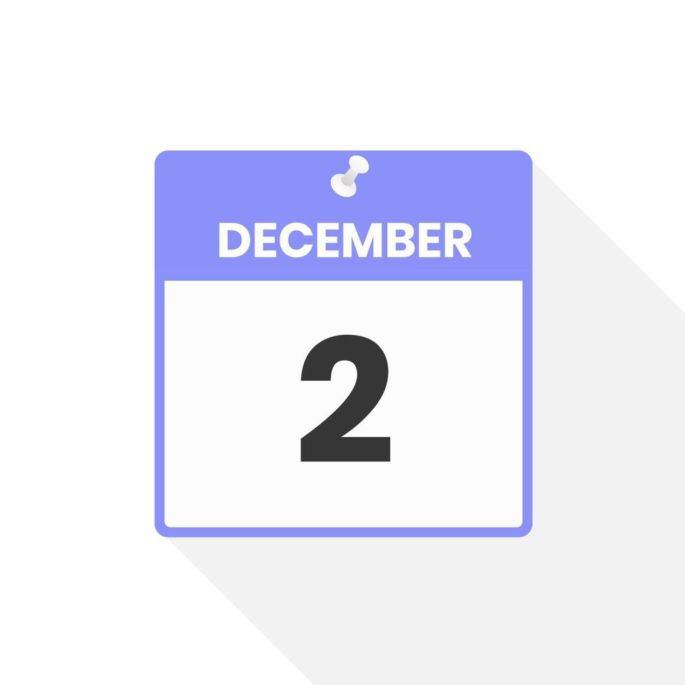 December 2 calendar icon. Date,  Month calendar icon vector illustration