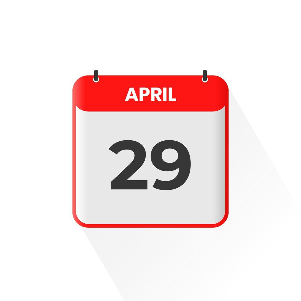 29th April calendar icon. April 29 calendar Date Month icon vector illustrator