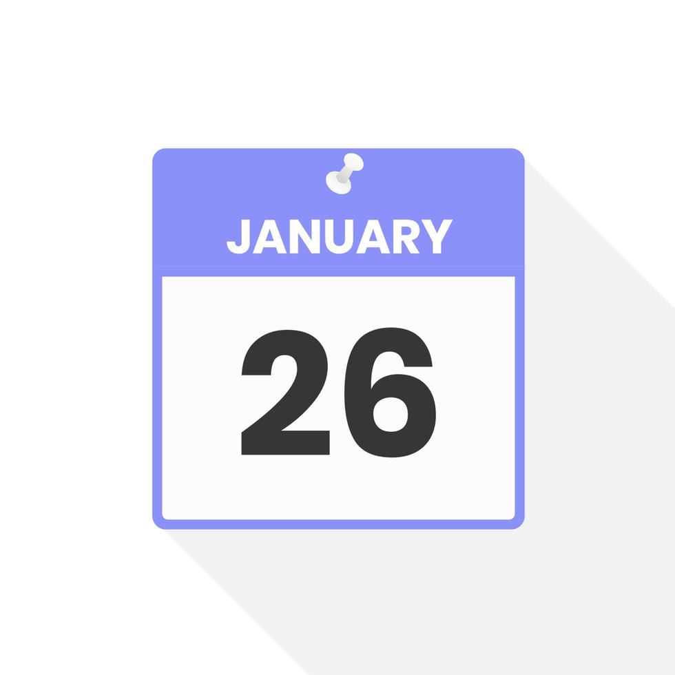 January 26 calendar icon. Date,  Month calendar icon vector illustration