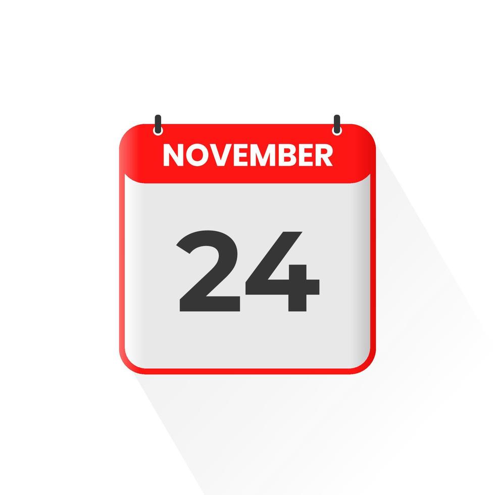 24th November calendar icon. November 24 calendar Date Month icon vector illustrator