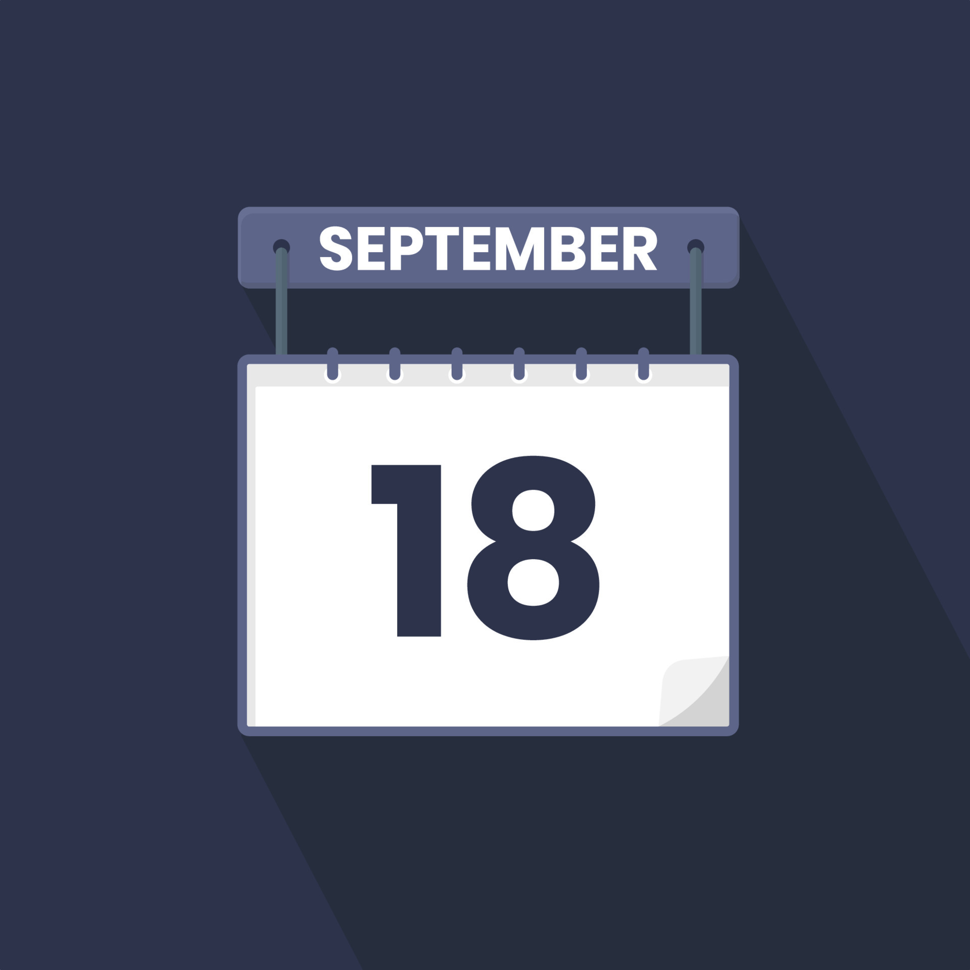 18th September calendar icon. September 18 calendar Date Month icon